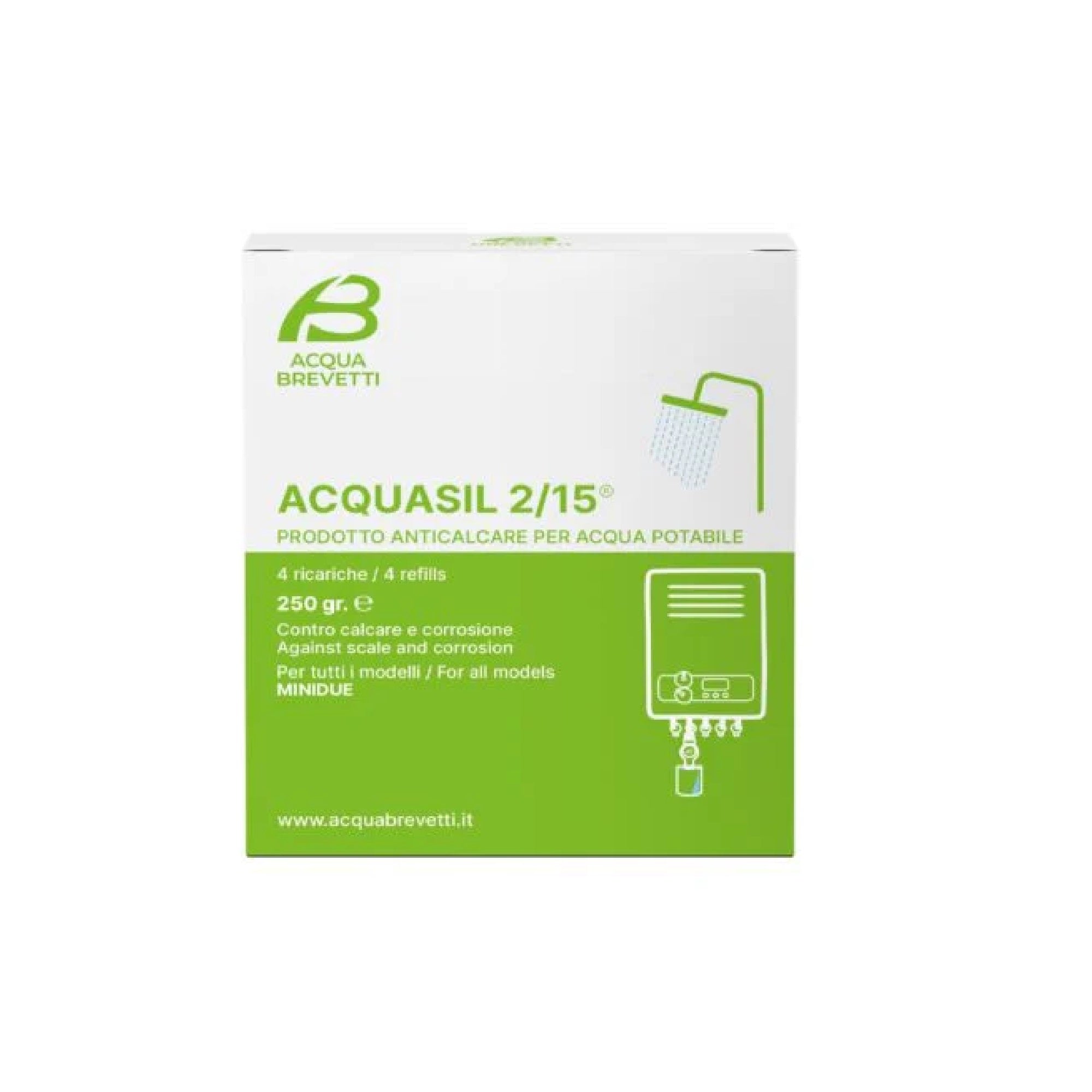 Ricariche Acqua Brevetti Acquasil 2/15 PC100 per pompa dosatore Minidue