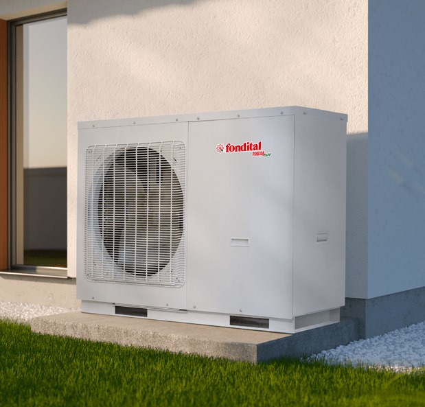 Pompa di calore aria-acqua 16 kw Fondital Procida AWM X16 monoblocco inverter gas R32