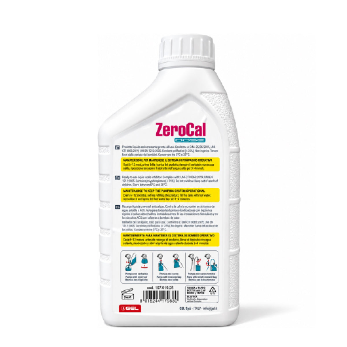 Gel Zerocal+ Dose 1 Litro anticalcare liquido ricarica per dosatore