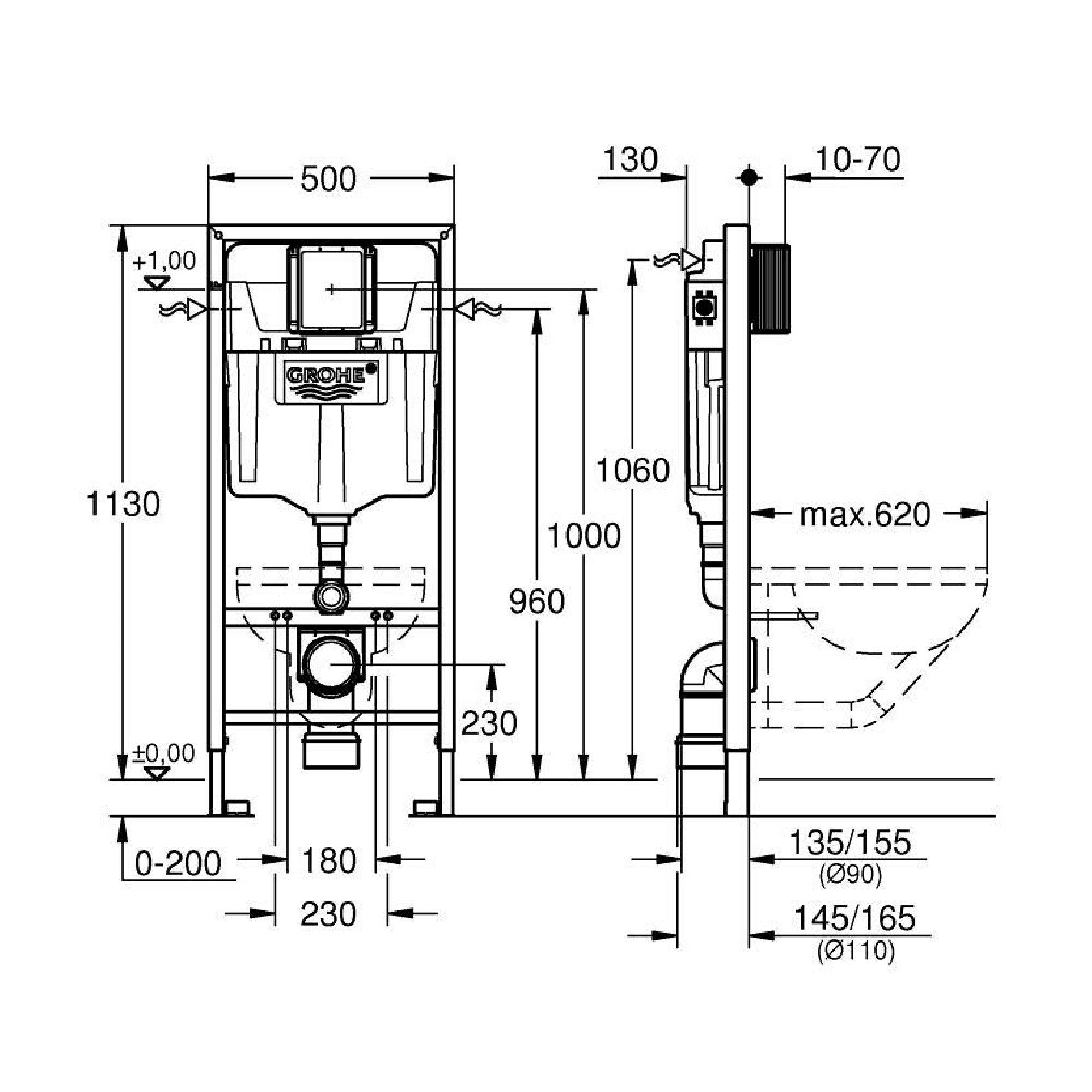 Grohe Rapid SL 38528001 modulo per installazione vasi sospesi