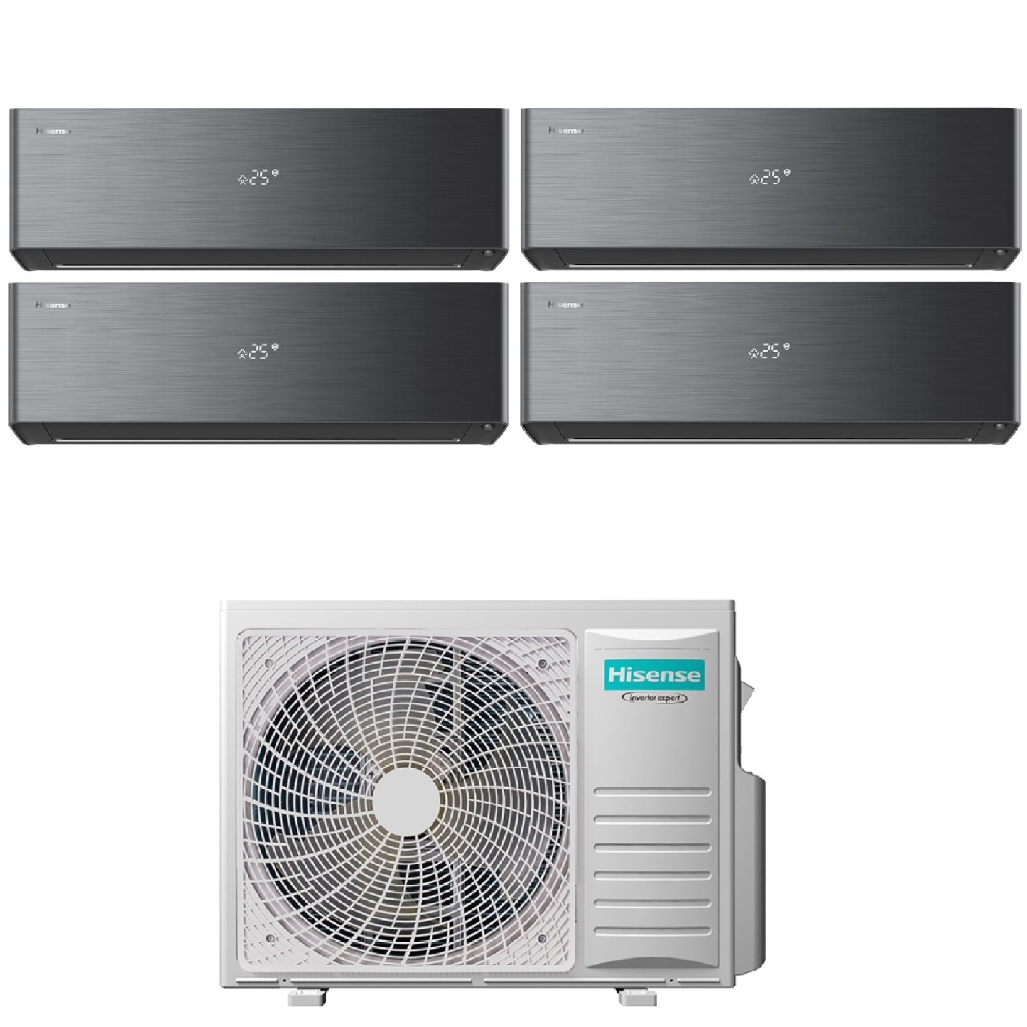 Climatizzatore Hisense Energy Pro X Black Quadri Split 12000+12000+12000+12000 btu Wi-Fi 5AMW105U4RQC
