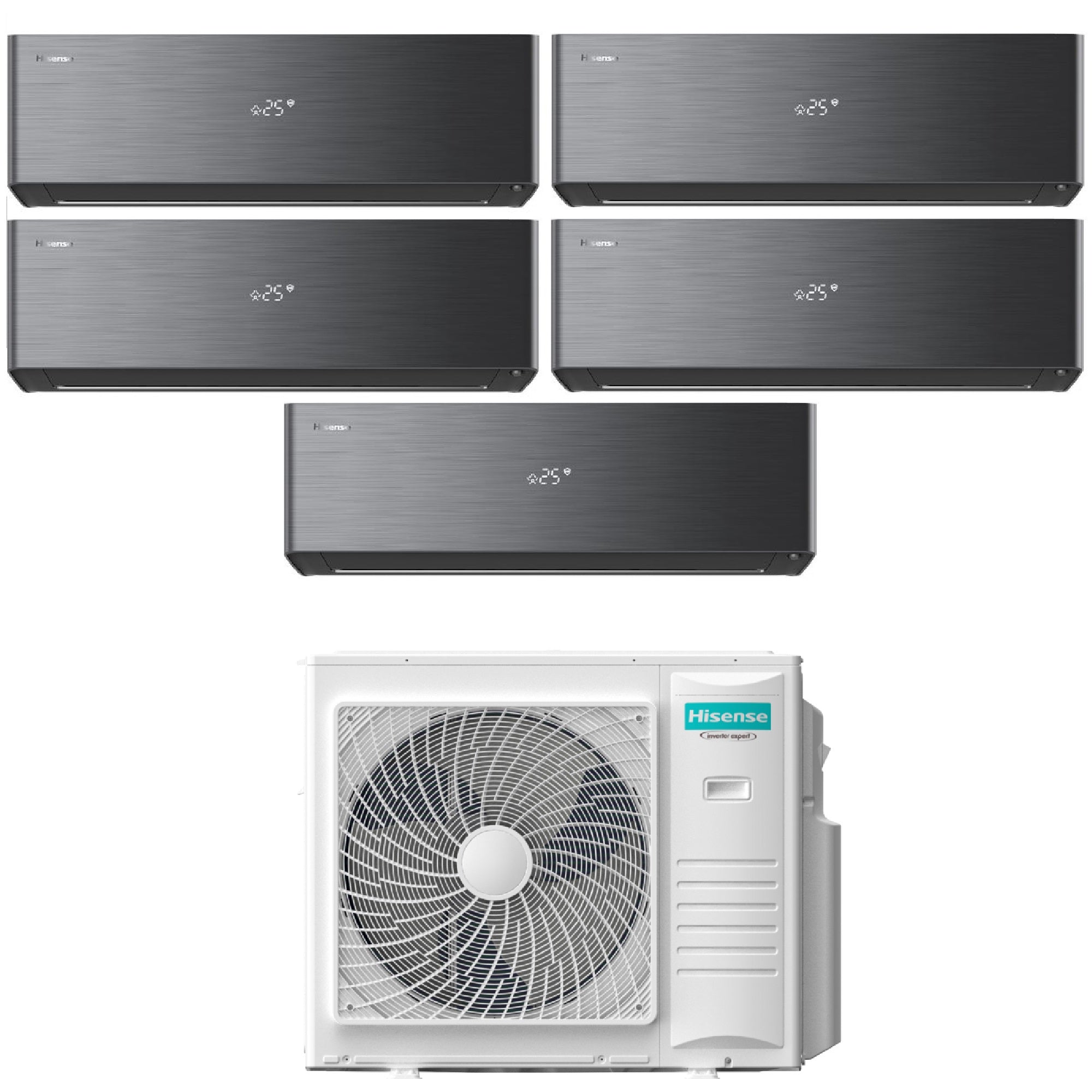Climatizzatore Hisense Energy Pro X Black Penta Split 9000+9000+12000+12000+12000 btu Wi-Fi 5AMW125U4RTA