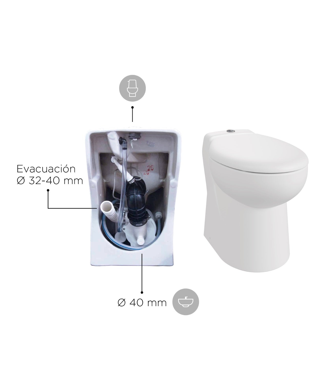 Vaso Wc in ceramica con trituratore integrato SFA Watersan Compact 1 WSC1