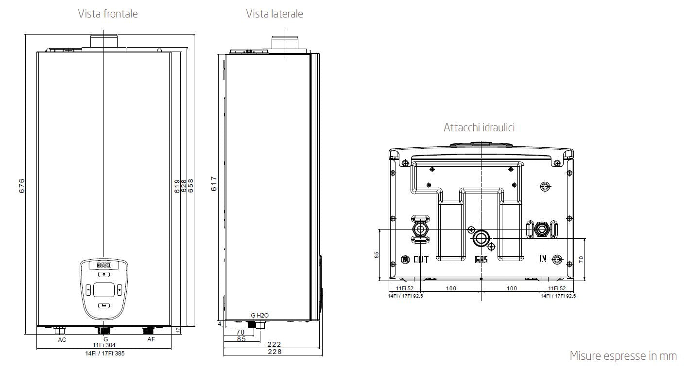 Scaldabagno a gas Metano 11 Litri Baxi Acquaprojet Blue 11Fi Camera Stagna