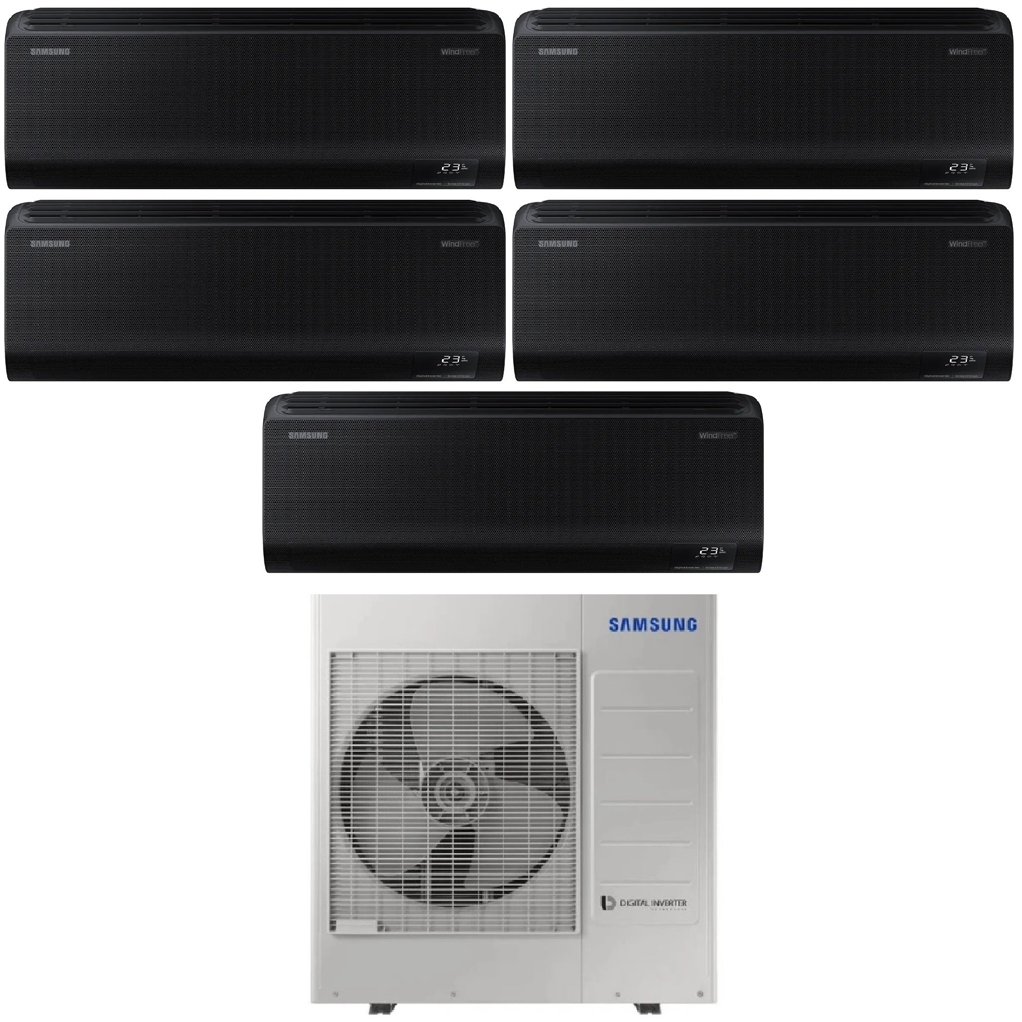 Climatizzatore Samsung Windfree Black Penta Split 9000+12000+12000+12000+12000 btu Wi-Fi AJ100TXJ5KG/EU