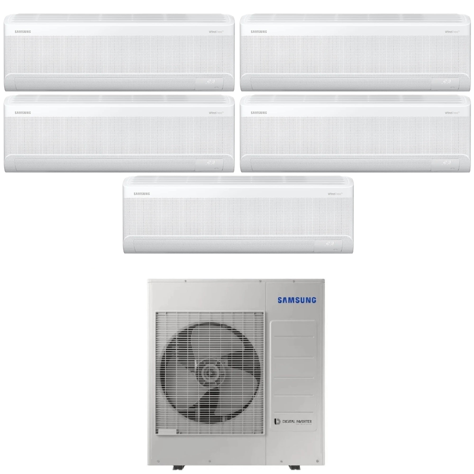Climatizzatore Samsung Windfree Elite S2 Penta Split 9000+12000+12000+12000+12000 btu Wi-Fi AJ100TXJ5KG/EU