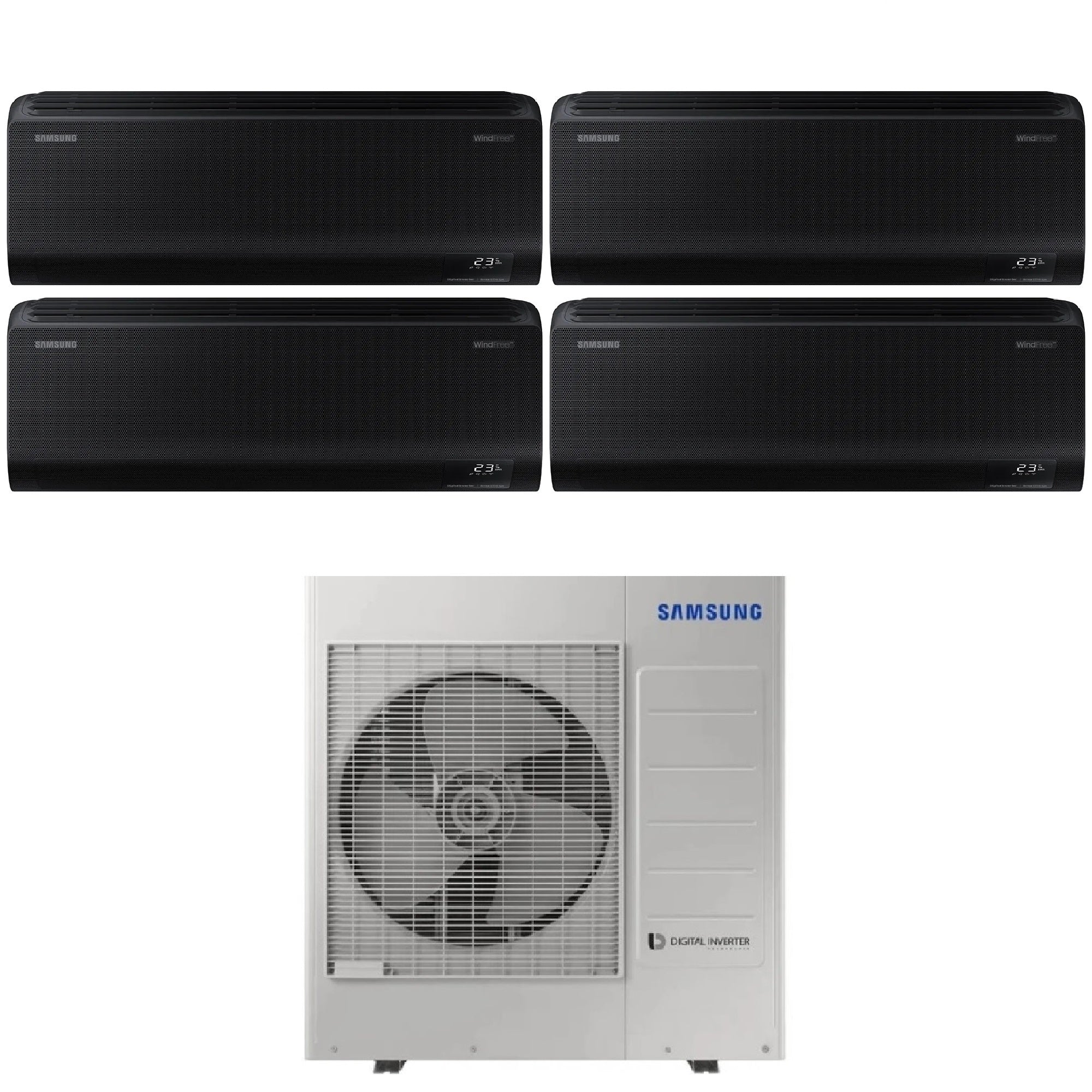 Climatizzatore Samsung Windfree Black Quadri Split 12000+12000+12000+12000 btu Wi-Fi AJ100TXJ5KG/EU