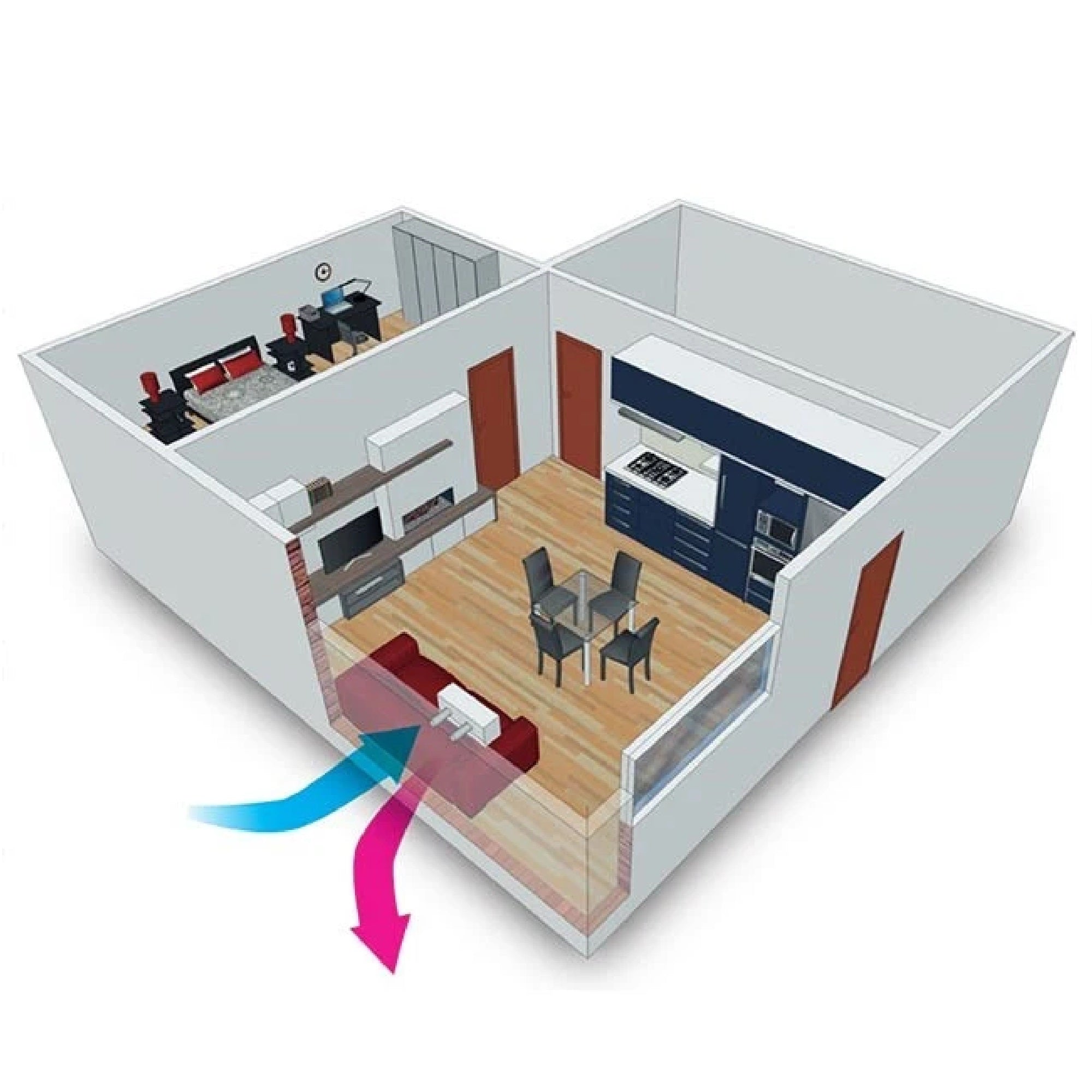 Recuperatore di calore a parete Mitsubishi VL-100EU5-E serie Lossnay 100 m3/h