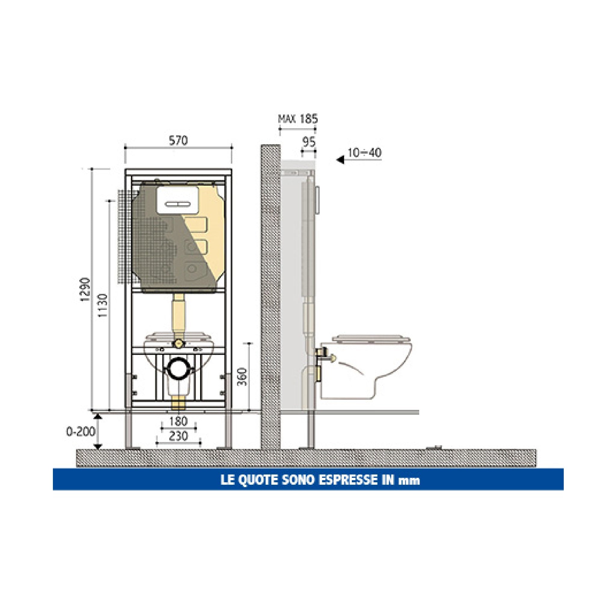 Telaio Pucci Eco Modulo 1323490201 cassetta anticondensa 9 - 4 L per WC sospesi pareti in muratura o cartongesso