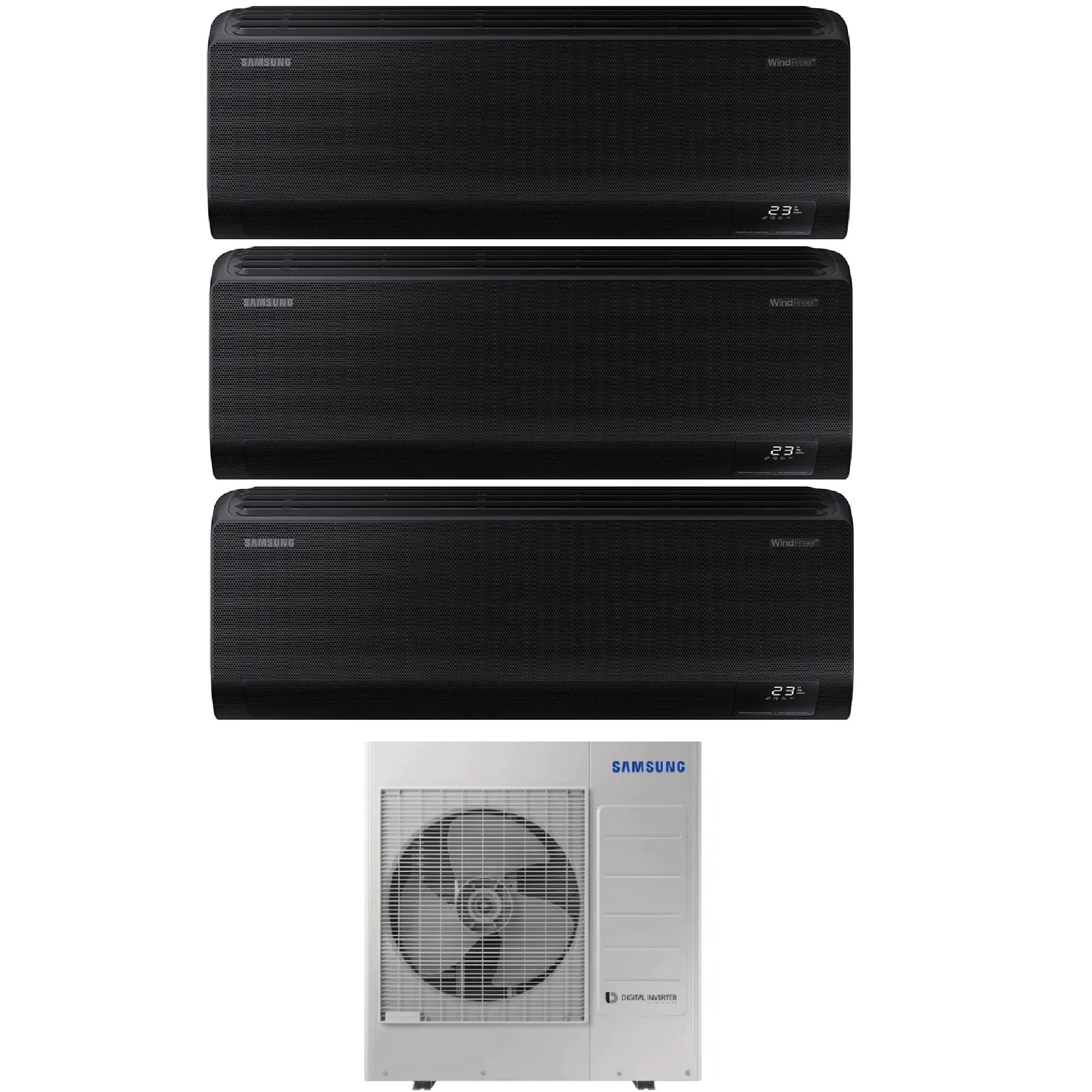 Climatizzatore Samsung Windfree Black Trial Split 12000+12000+12000 btu Wi-Fi AJ100TXJ5KG/EU