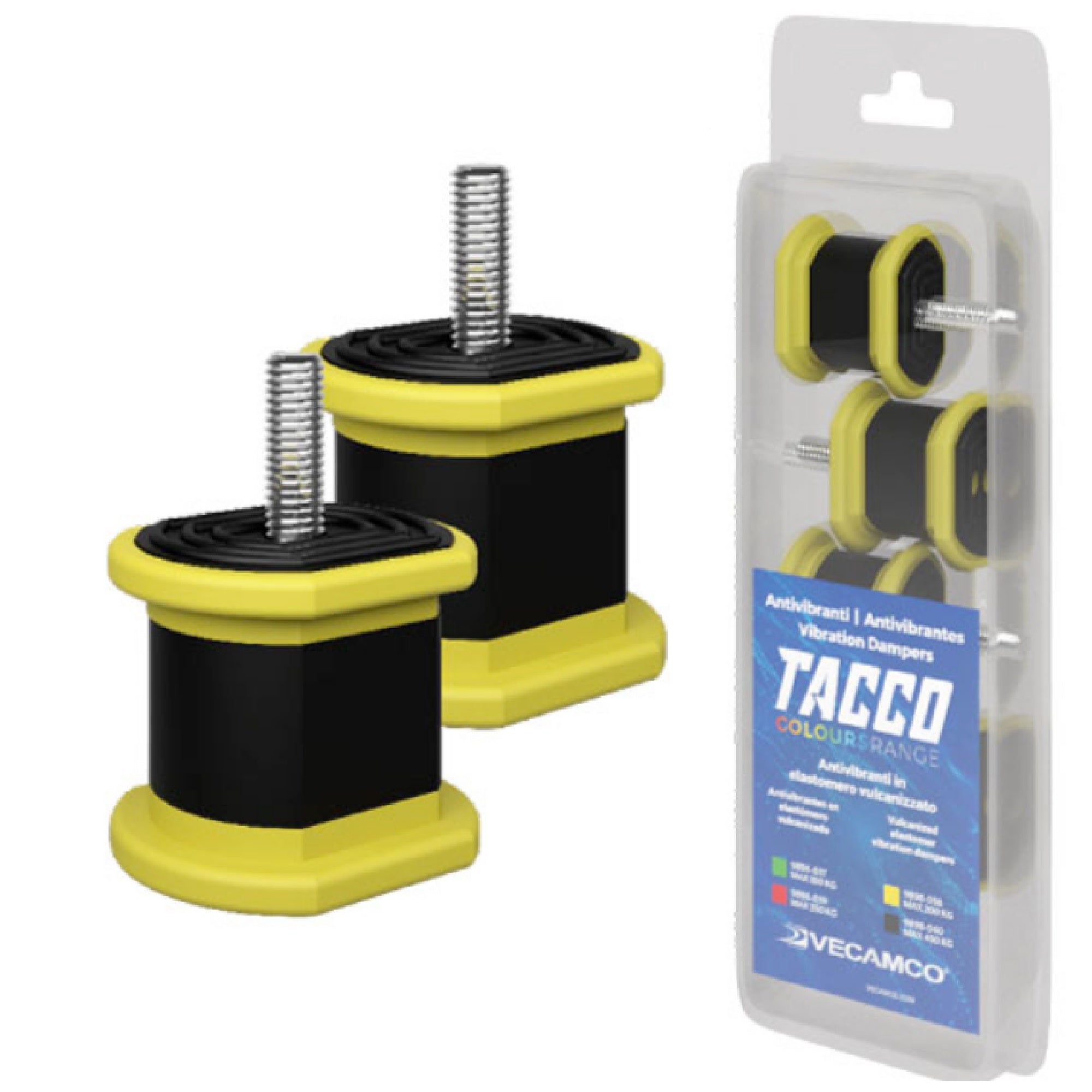 Piedini antivibranti a pavimento Vecamco Tacco Giallo per macchine esterne fino a 200 kg 9898-038