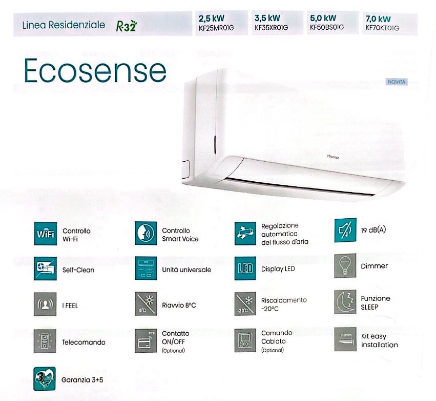 Climatizzatore Hisense Ecosense 18000 btu Wi-Fi KF50BS01G
