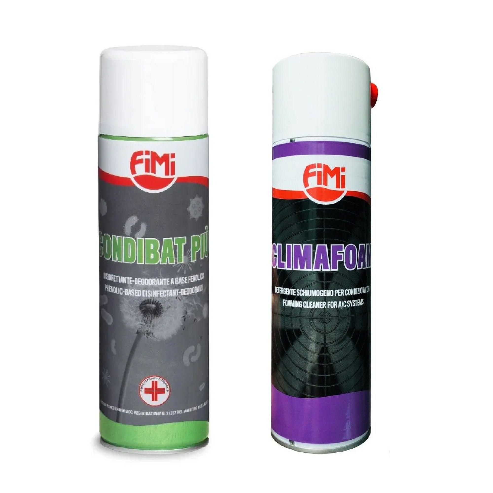 Kit pulizia Fimi per climatizzatori: Climafoam detergente schiumogeno + Condibat Più sanificante