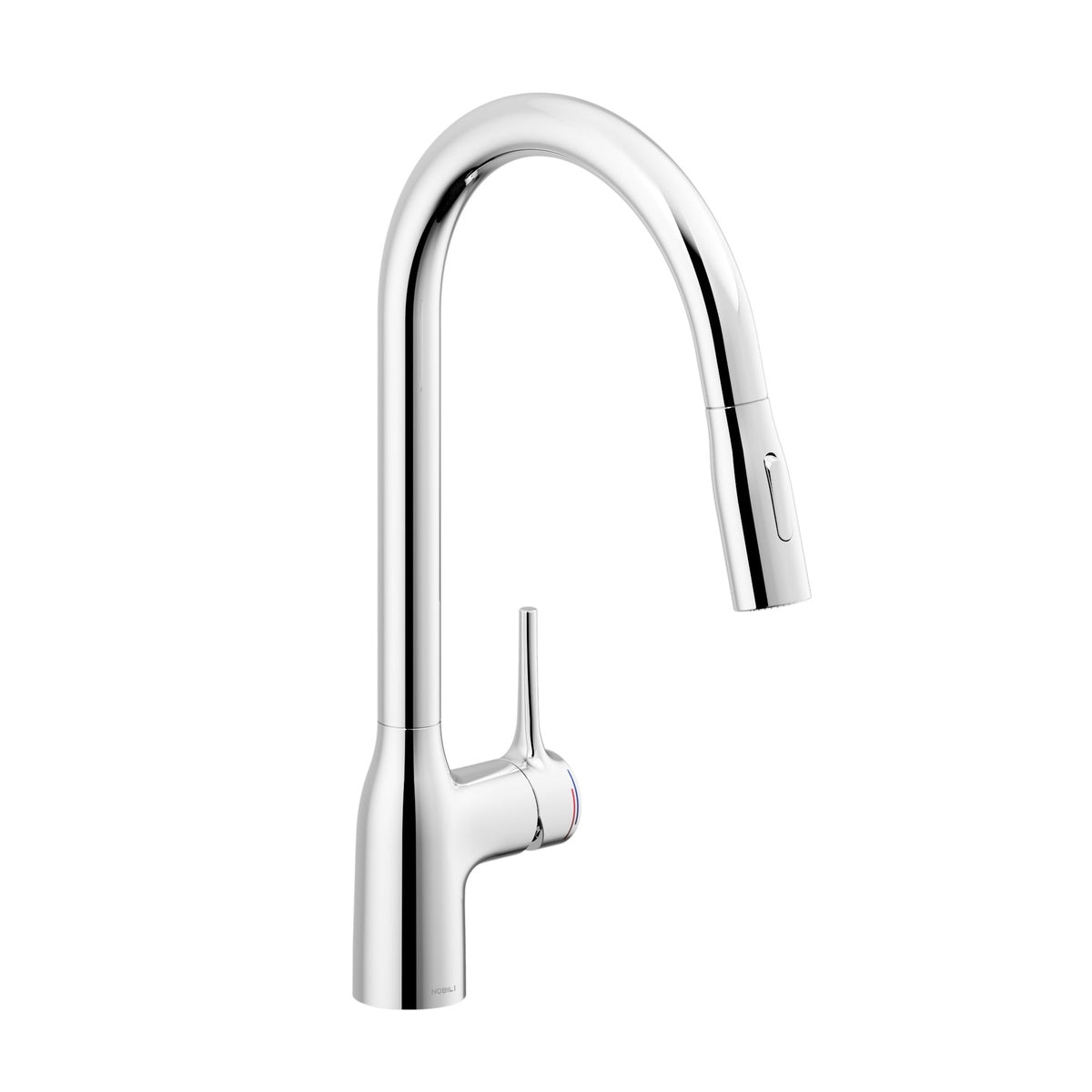 Miscelatore Monocomando Nobili Mania CU128137CR per lavello canna alta con doccetta estraibile