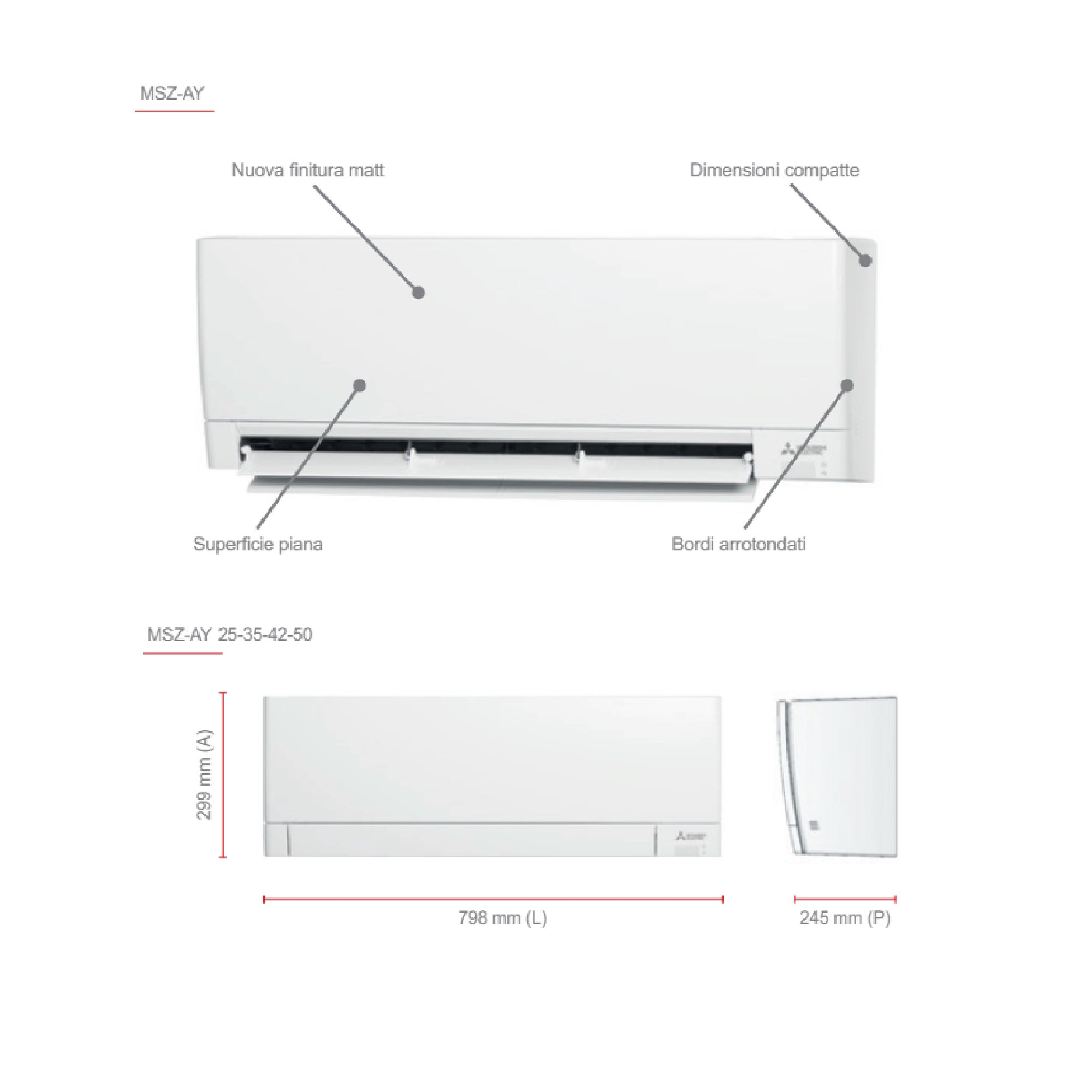 Climatizzatore Mitsubishi serie AY Quadri Split MSZ-AY 9000+9000+9000+12000 btu Wi-Fi MXZ-4F72VF4