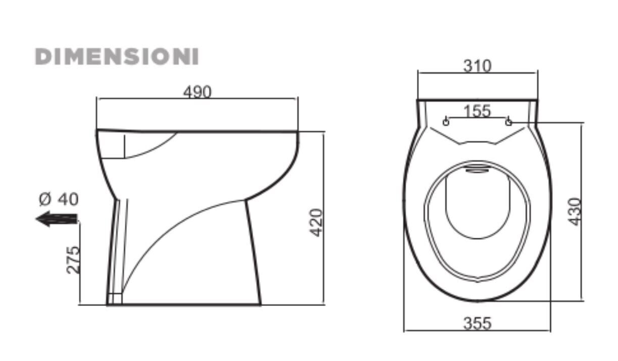 Vaso Wc in ceramica con trituratore integrato SFA Watersan Compact 1 WSC1