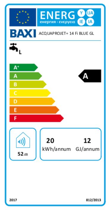 Scaldabagno a gas GPL 14 Litri Baxi Acquaprojet 14Fi AM Blue Camera Stagna