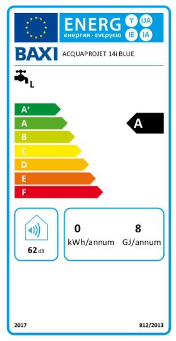 Scaldabagno a gas Metano 14 Litri Baxi Acquaprojet Blue 14i Camera Aperta