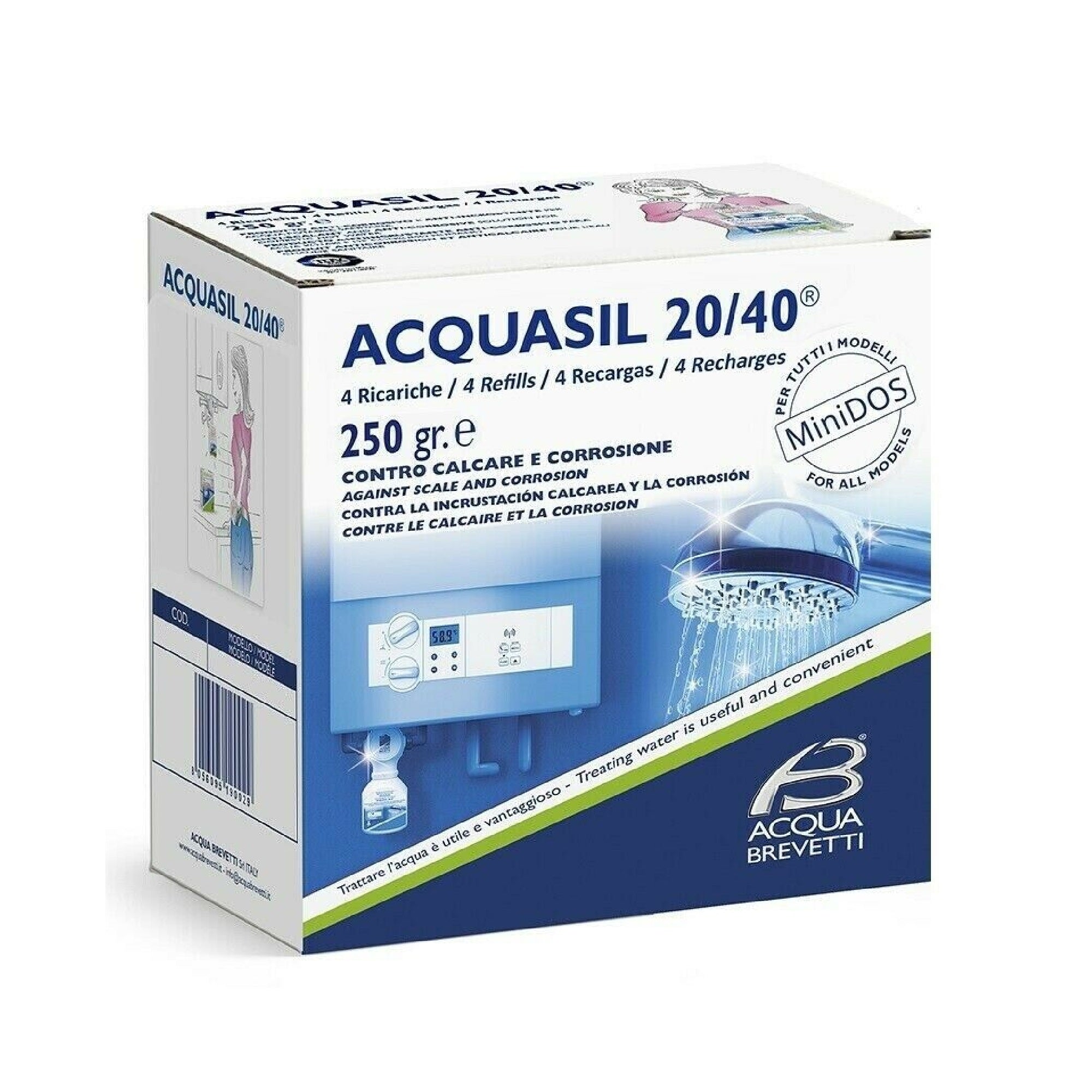 Ricariche Acqua Brevetti Acquasil 20/40 PC200 per pompa dosatore Minidos