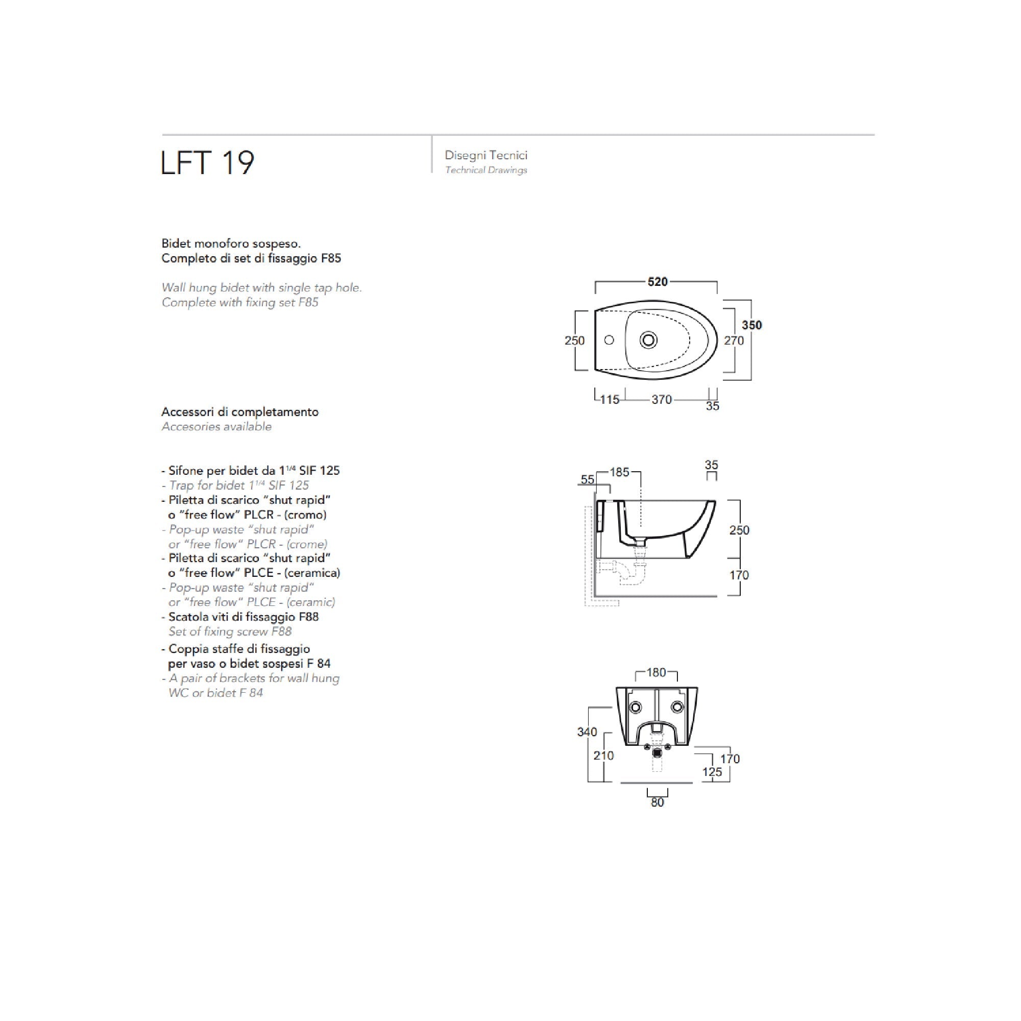 Bidet sospeso Simas LFT SPAZIO cod. LFT19