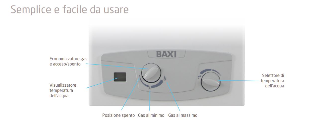 Scaldabagno a gas GPL 14 Litri Baxi Acquaprojet Blue 14i Camera Aperta