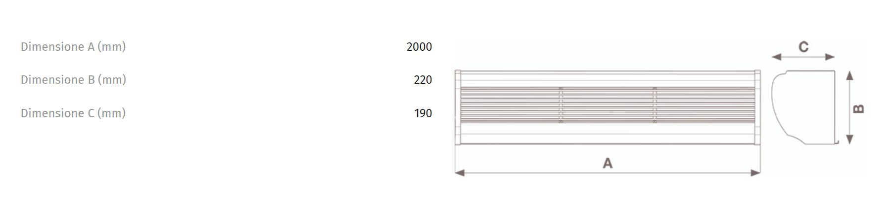 Barriera d'aria Vortice Air Door AD2000 da 200 cm