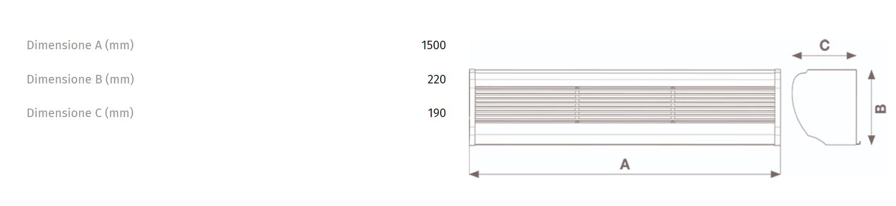 Barriera d'aria Vortice Air Door AD1500 da 150 cm