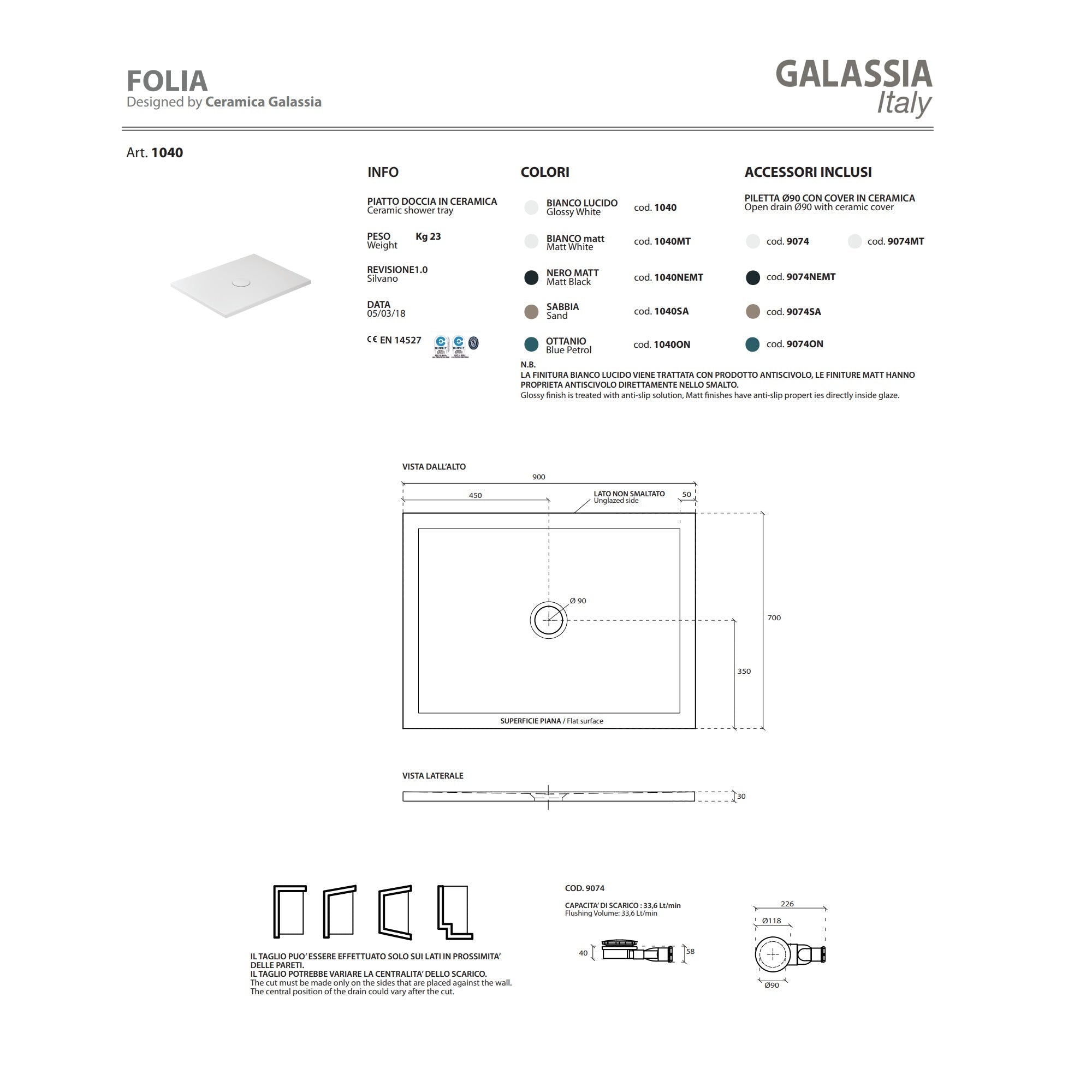 Piatto Doccia Galassia Folia H3