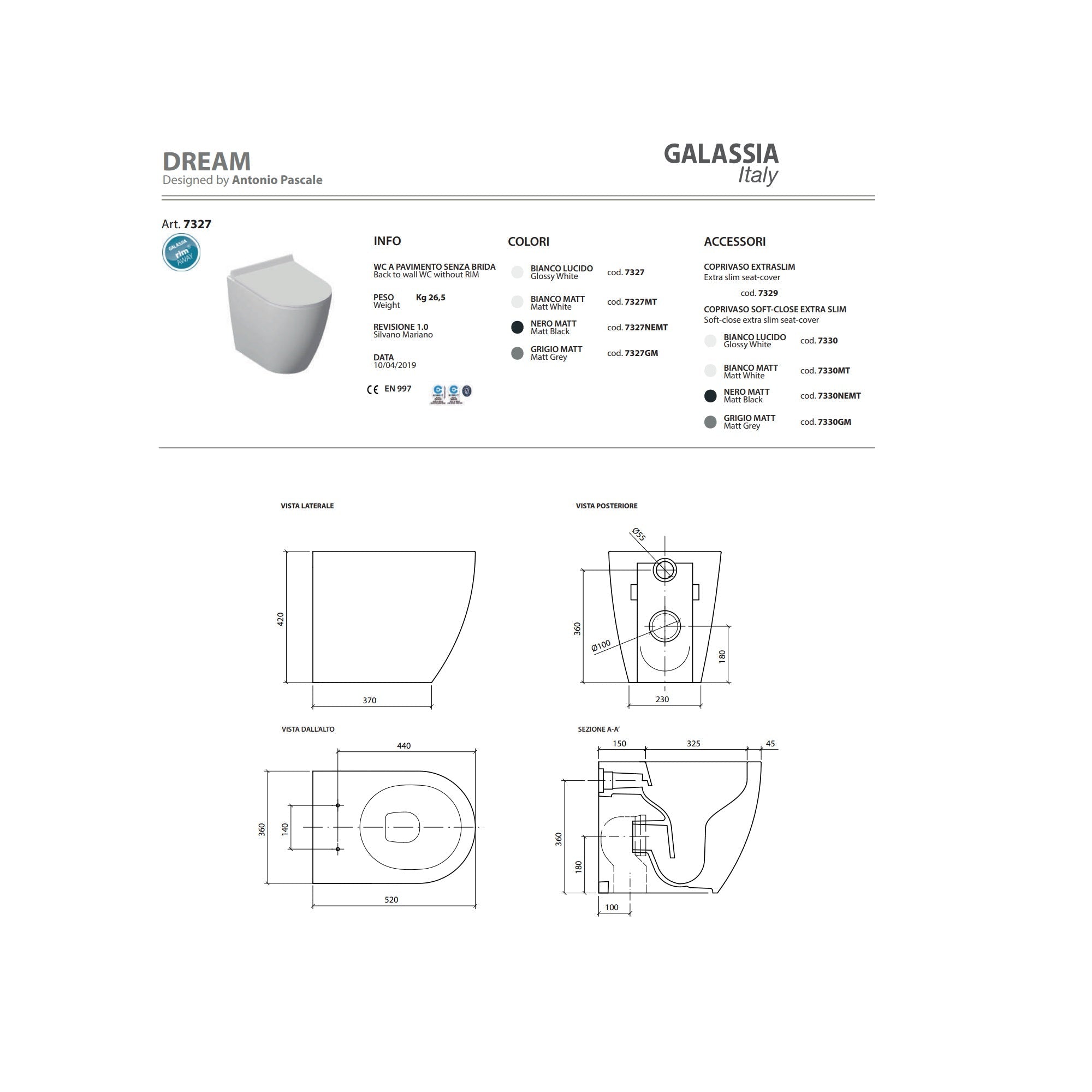 Vaso a pavimento Galassia Dream cod. 7327