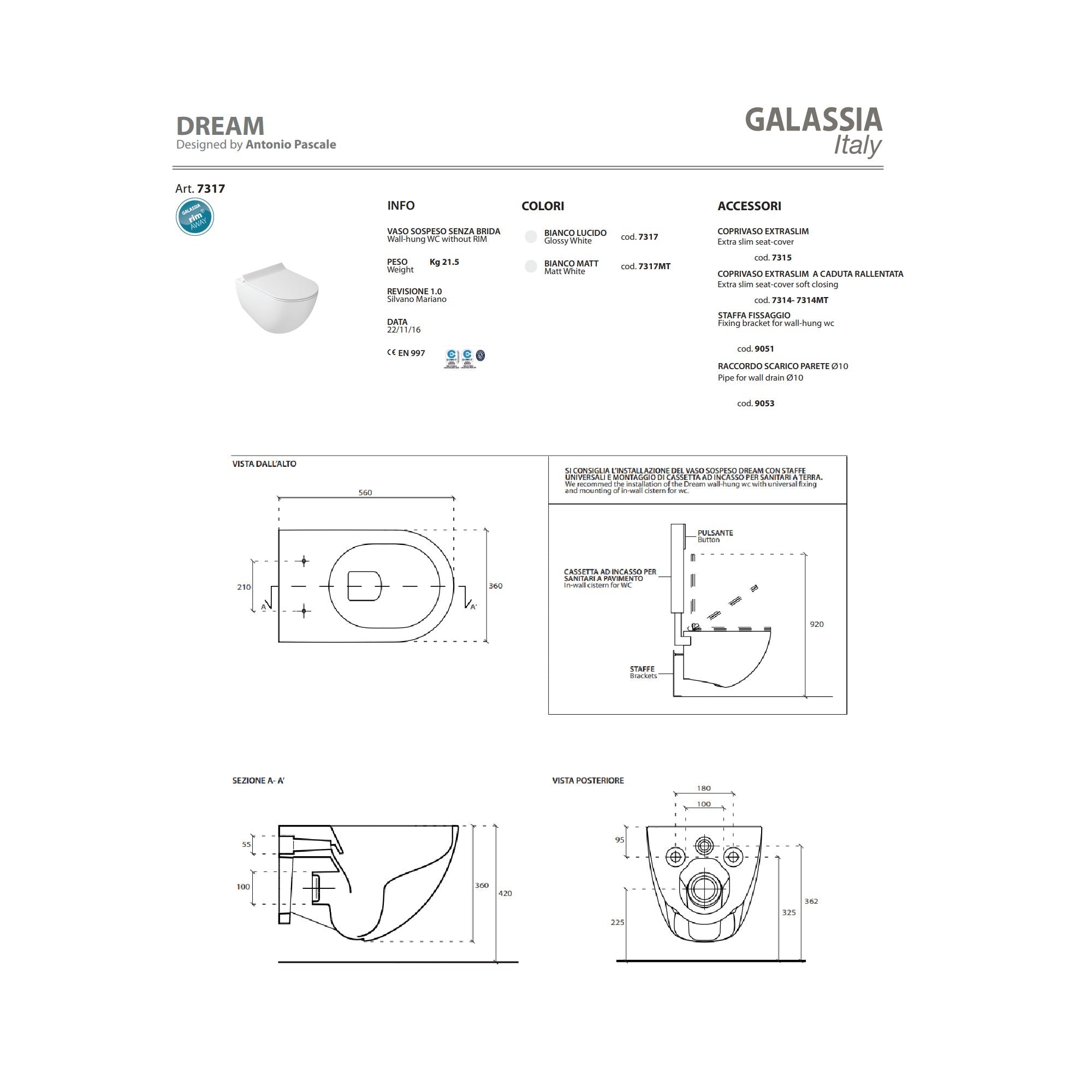 Vaso sospeso Galassia Dream cod. 7317