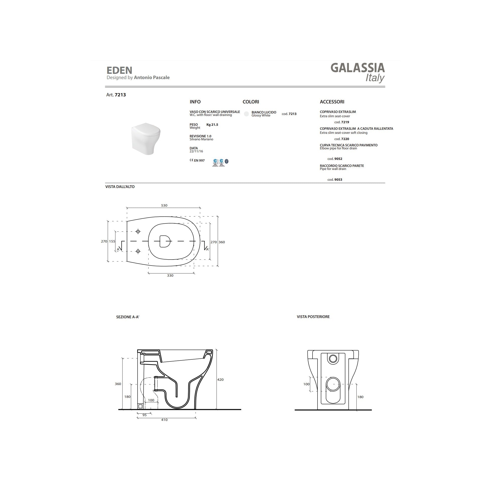 Vaso a pavimento Galassia Eden cod. 7213