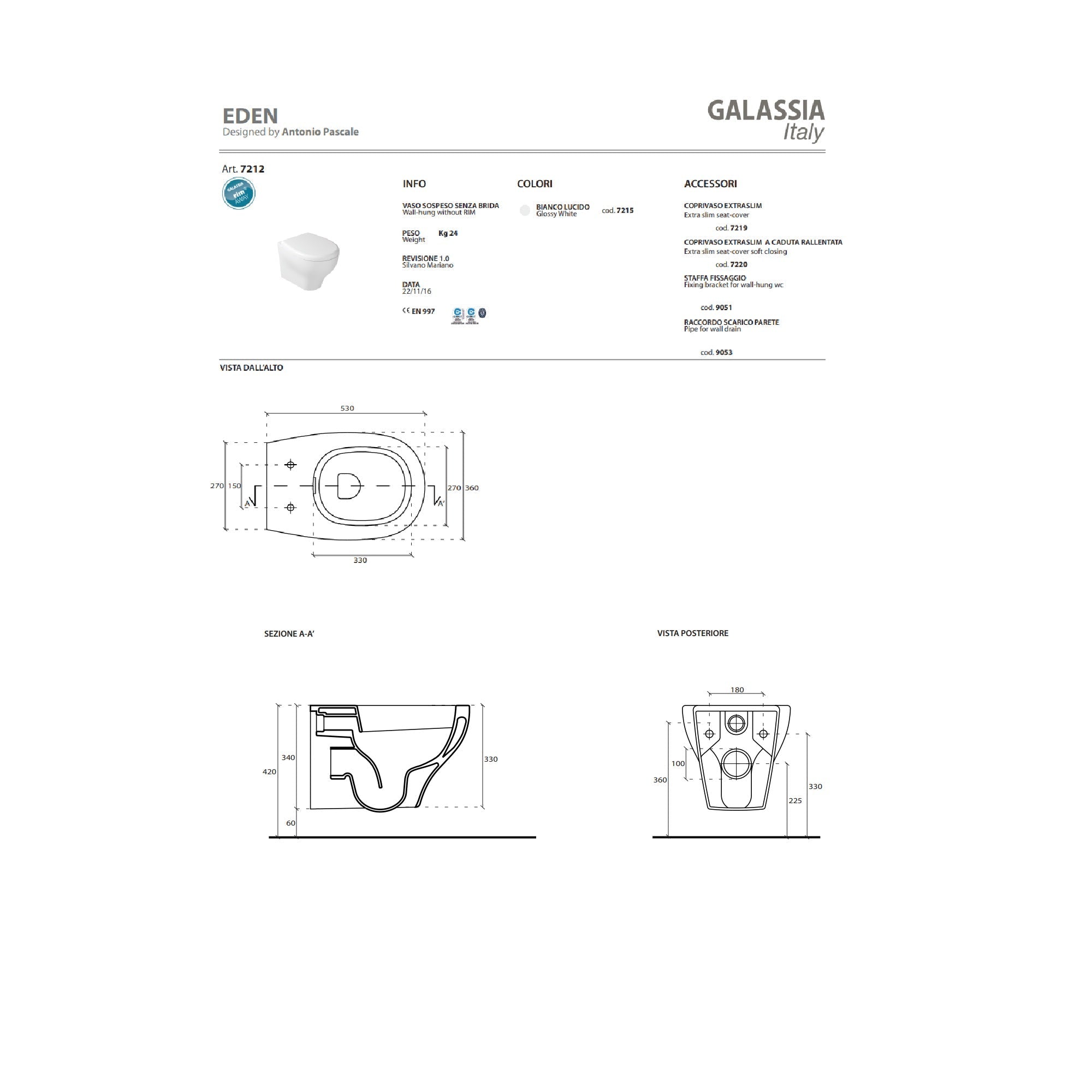 Vaso sospeso Galassia Eden cod. 7215