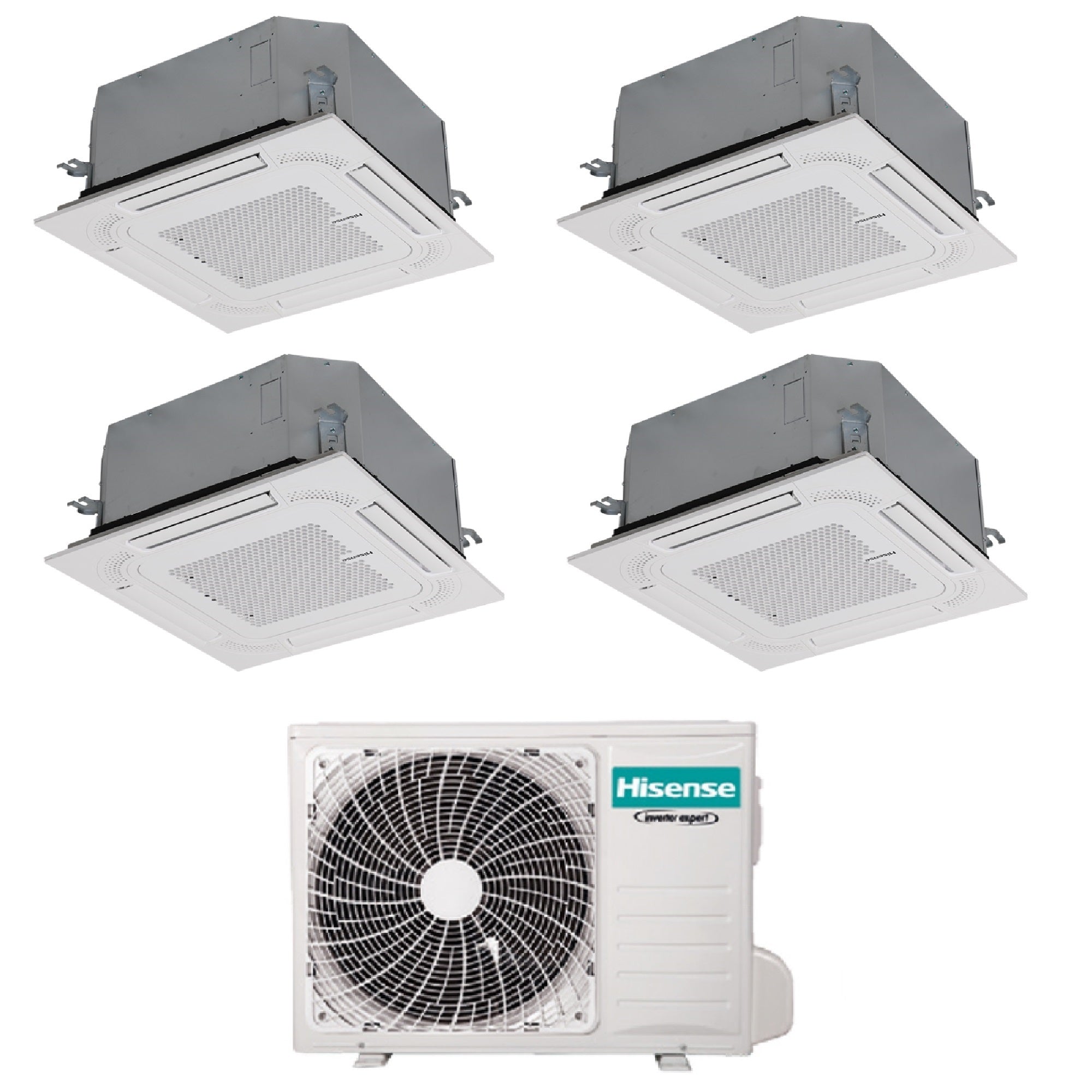 Climatizzatore Hisense Cassetta 4 Vie Compatta serie Turbo Quadri Split 9000+9000+9000+9000 Btu 4AMW81U4RJC