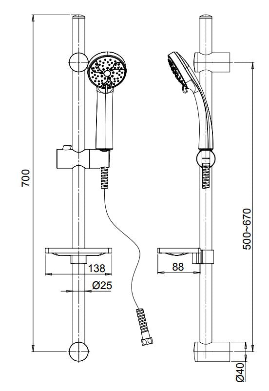 Saliscendi Paini P1 3 getti 50CR124/P1 con portasapone