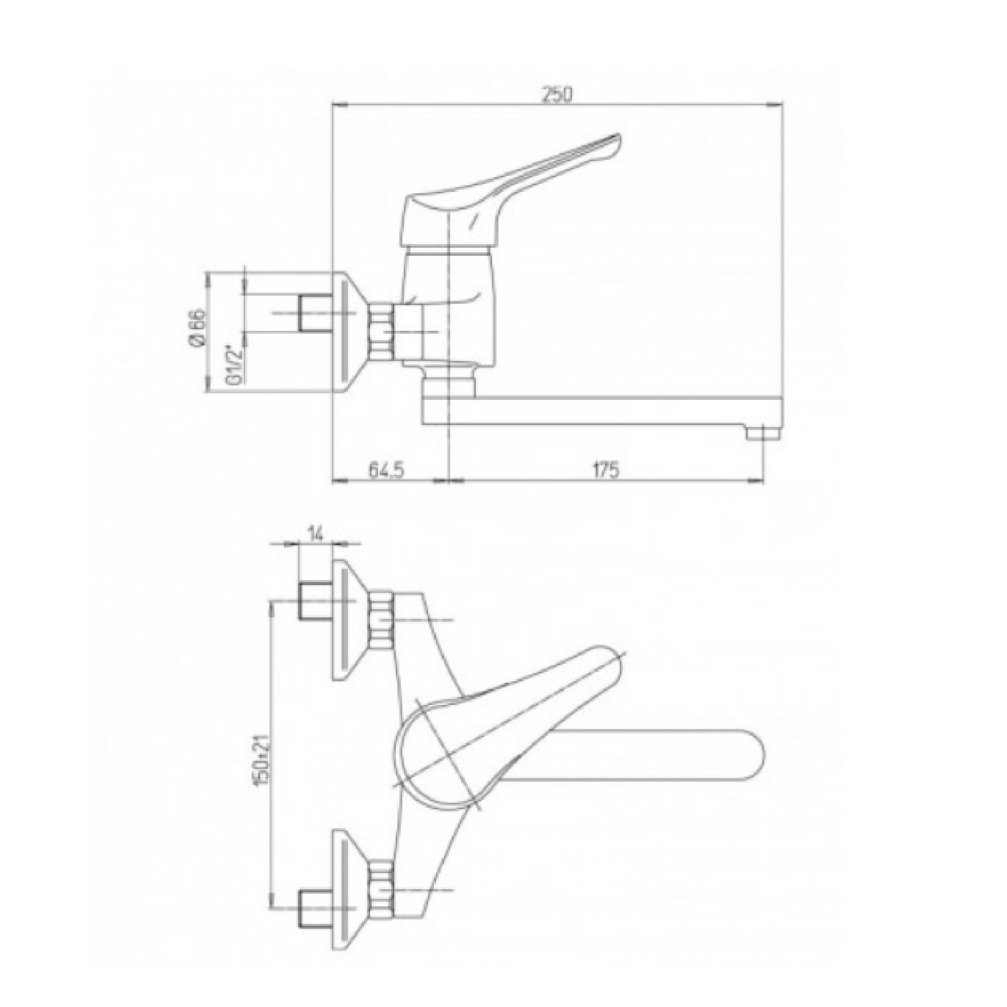 Miscelatore Monocomando Paini Pilot lavello a muro cod. 04CR501P1