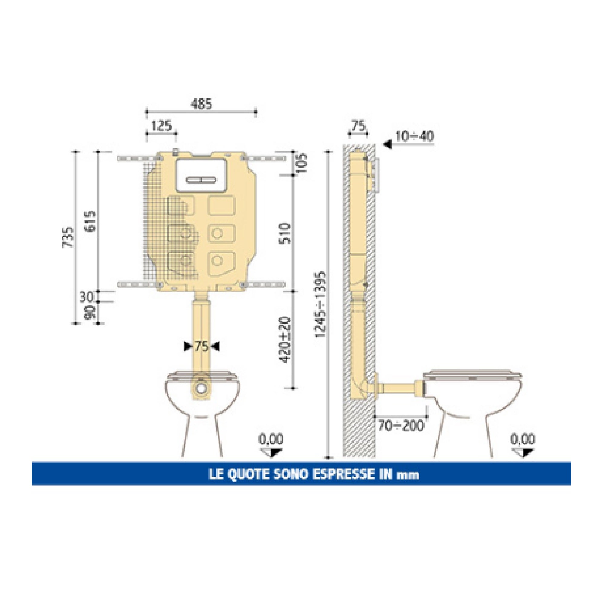 Cassetta di risciacquo da incasso 2 pulsanti 9-4 Litri Pucci Eco cod. 1315490001