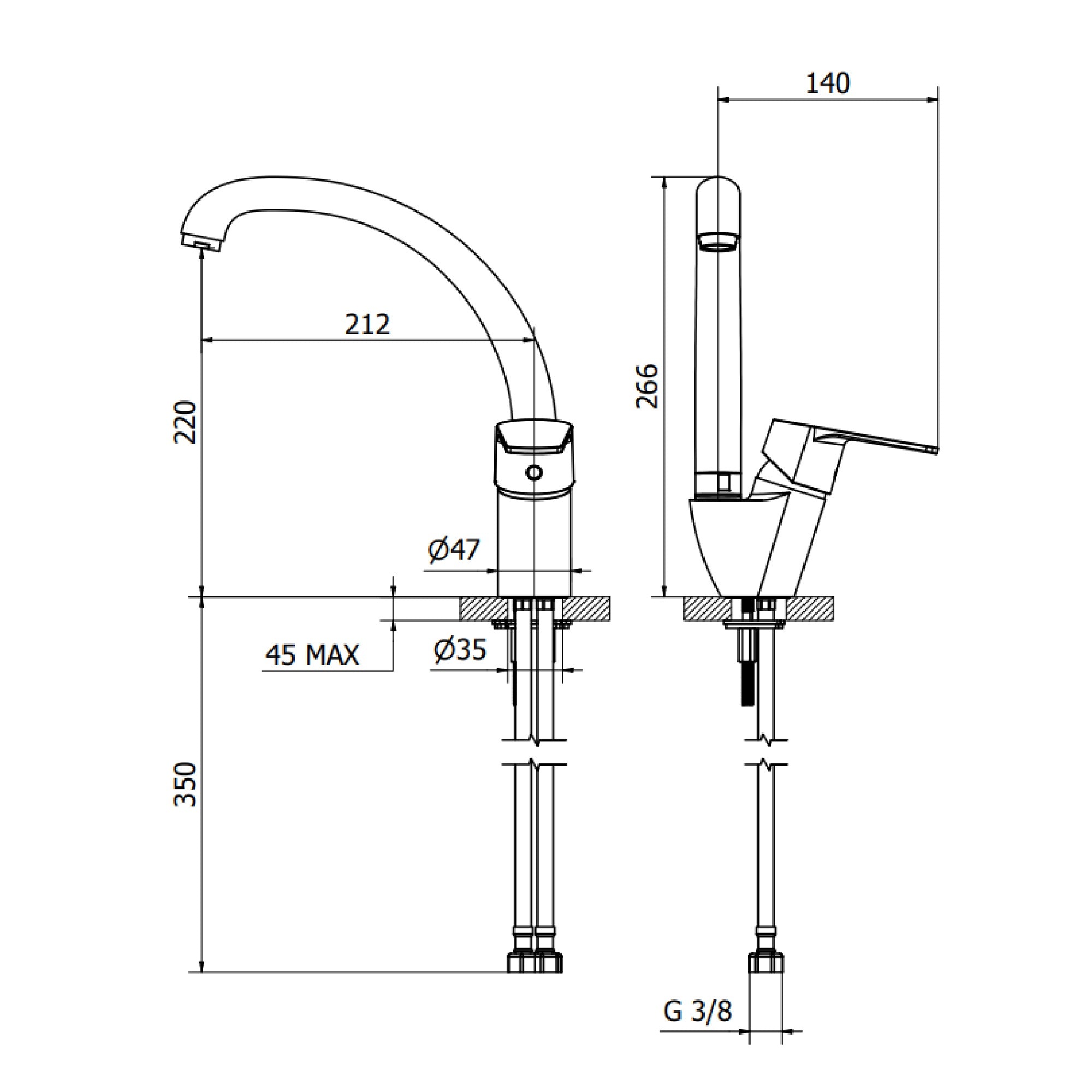 Miscelatore Monocomando Teorema Sonic per lavello canna alta cod. 8C526