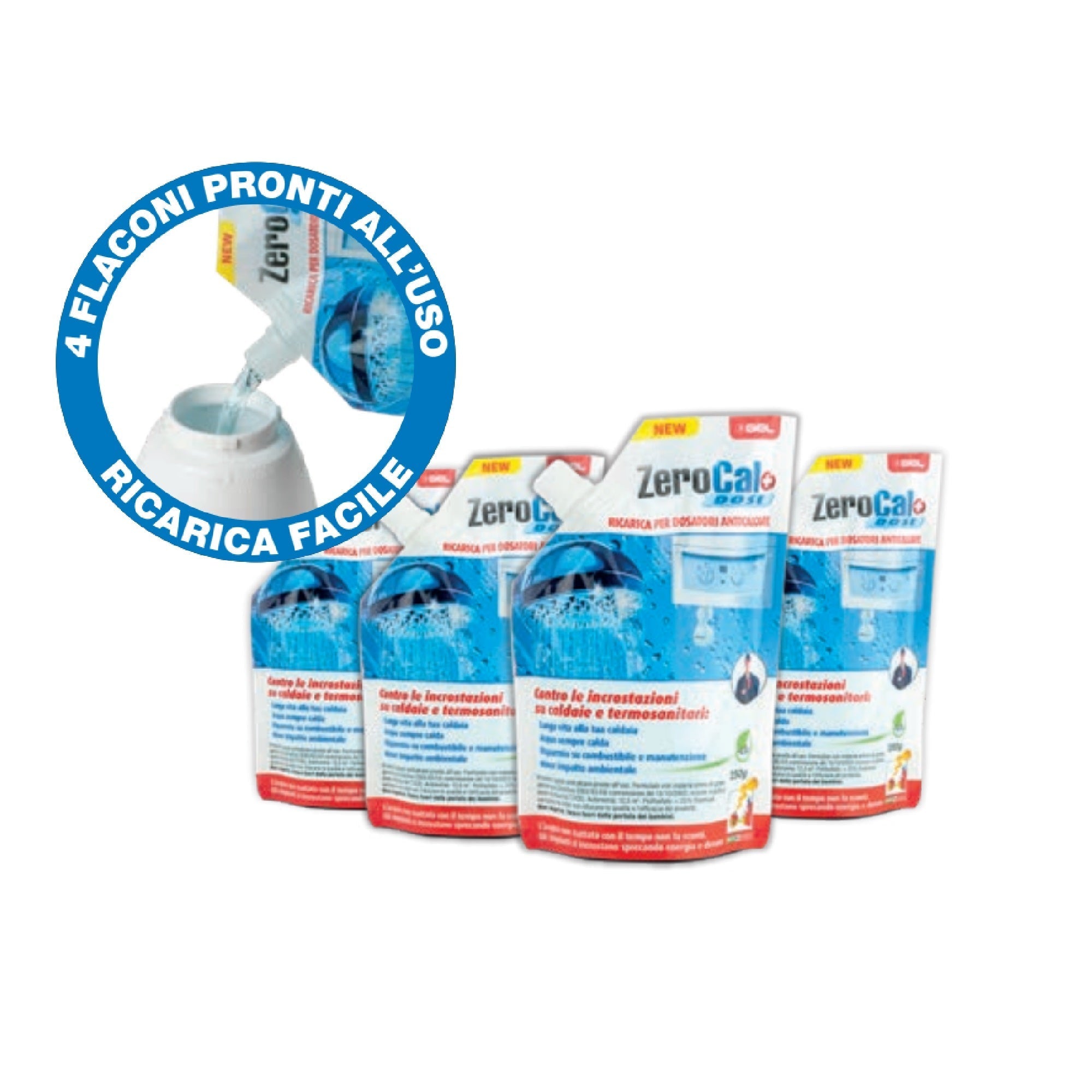 Gel Zerocal+ Dose anticalcare liquido 4x250 g ricarica per dosatore