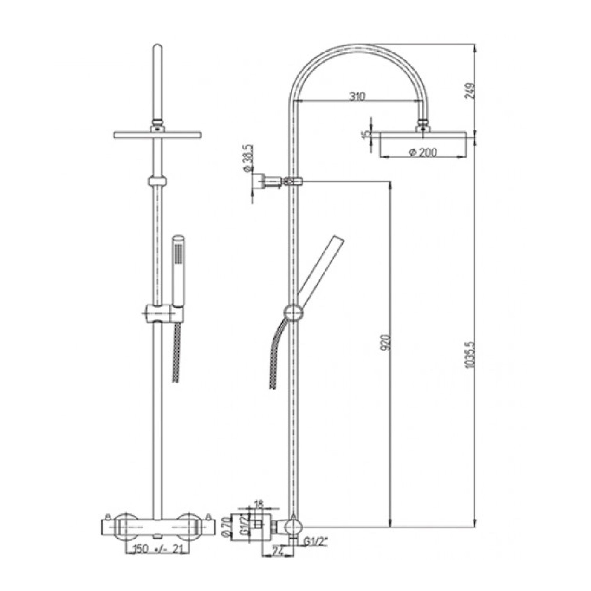 Colonna doccia tonda Paini Cox con deviatore e miscelatore termostatico cod. 78CR689THABS2P1
