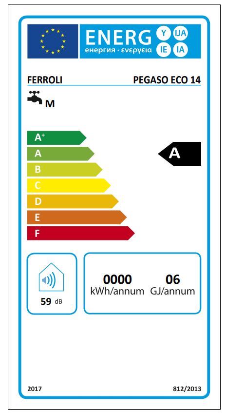 Scaldabagno a gas GPL 14 Litri Ferroli Pegaso Eco 14 Camera Aperta Low Nox