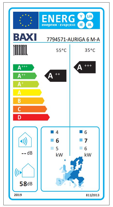 Pompa di calore aria-acqua 6 Kw Baxi Auriga 6M-A R32 monoblocco inverter monofase