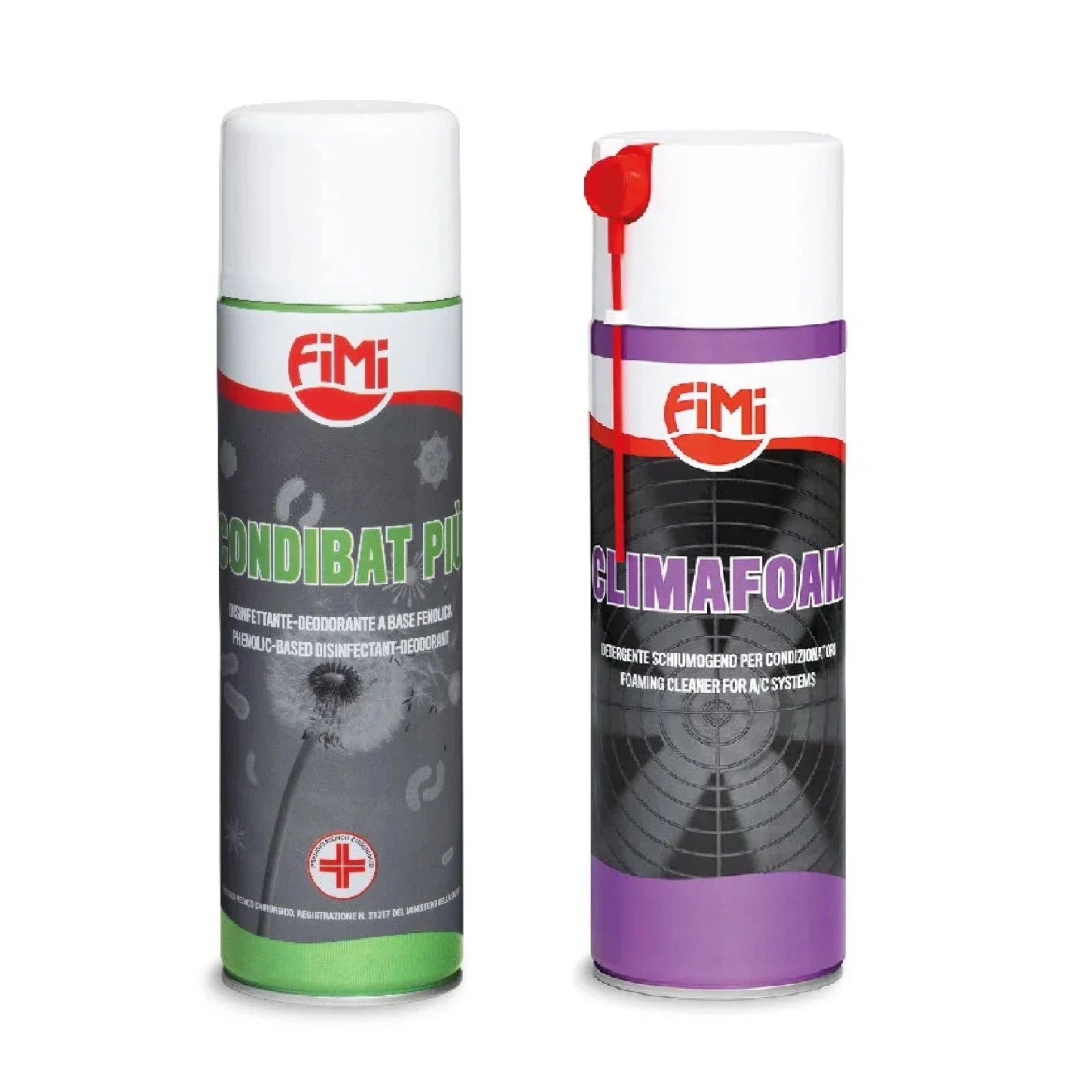 Kit pulizia Fimi per climatizzatori: Climafoam detergente schiumogeno + Condibat Più sanificante