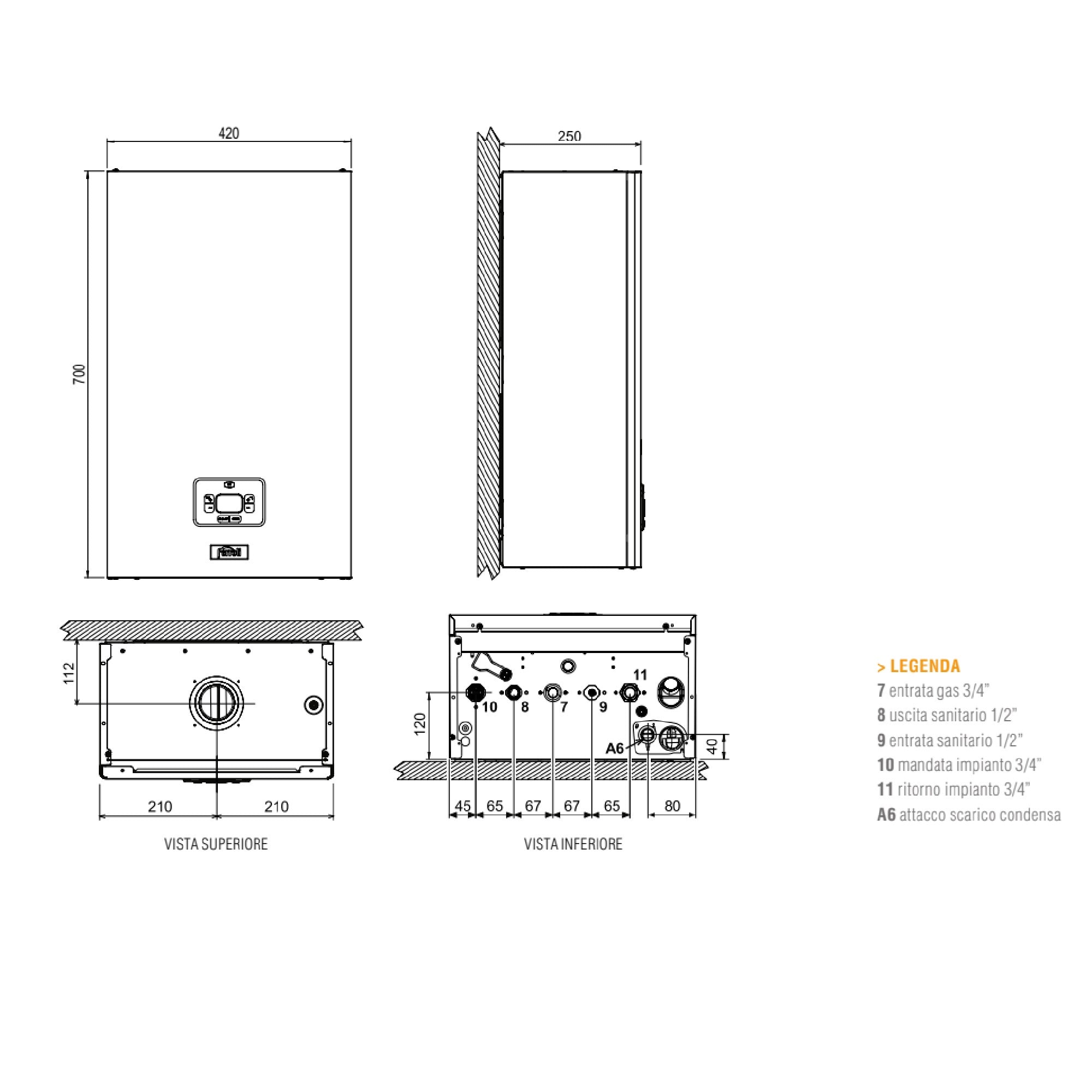 Caldaia a condensazione 24 Kw Ferroli Bluehelix Theta 24C