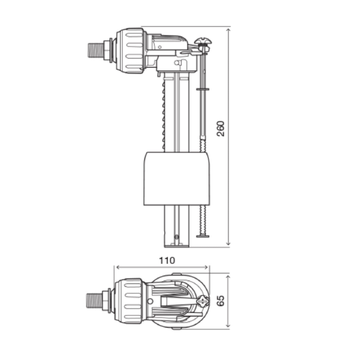 Galleggiante orizzontale Oli Compact 3/8 connessione laterale