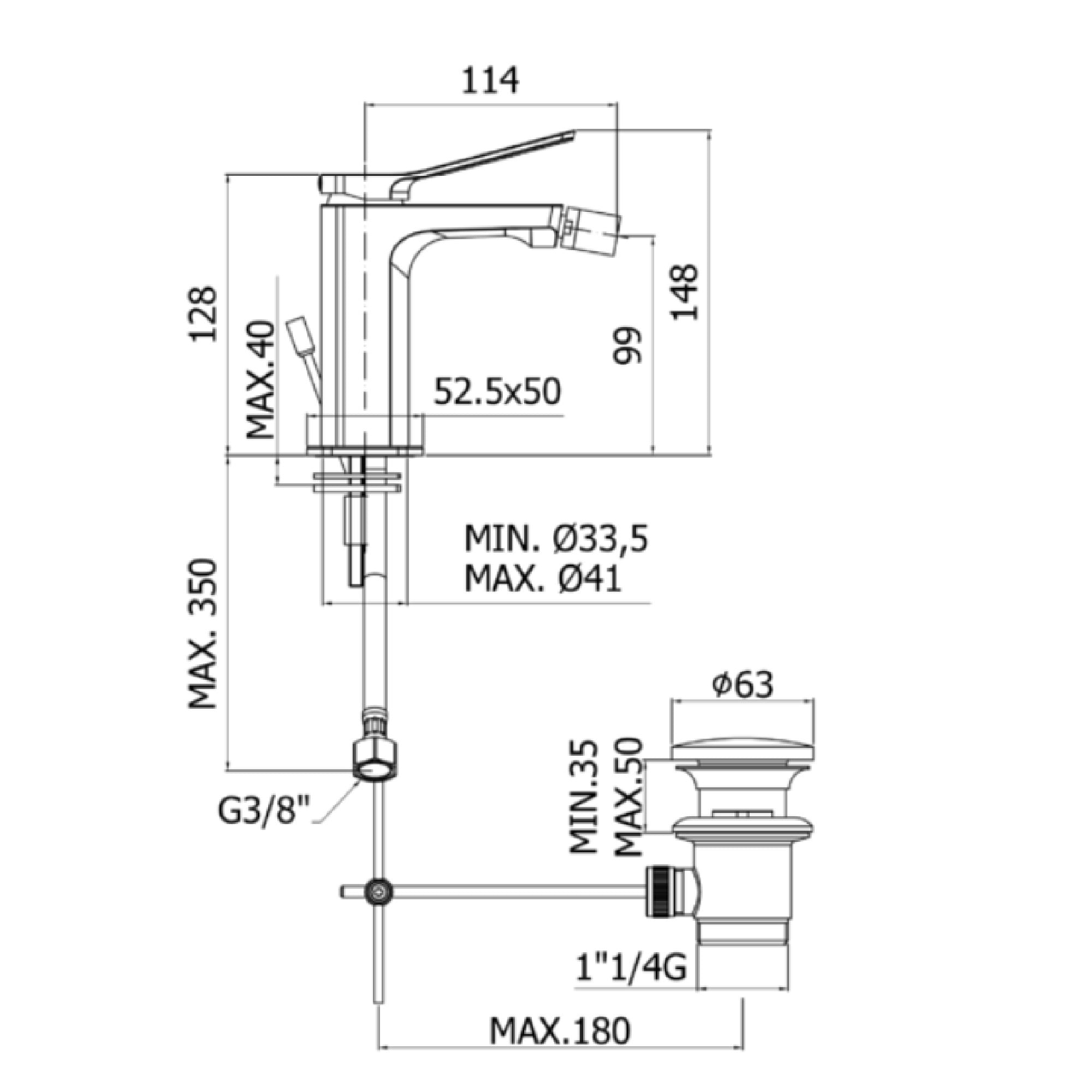 Miscelatore Monocomando Paffoni Tilt TI135CR bidet cromo