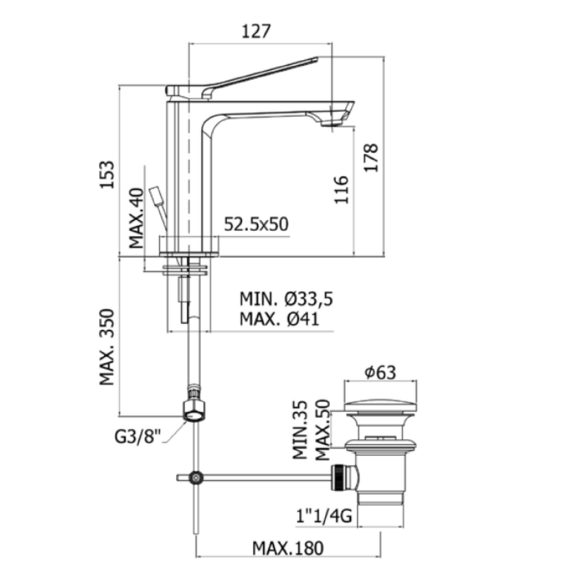 Miscelatore Monocomando Paffoni Tilt TI075CR lavabo cromo