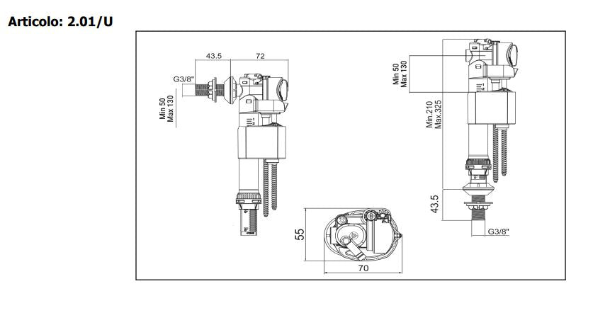 Galleggiante ITS Todini Compact Reverse 2.01/U attacco basso e laterale 3/8