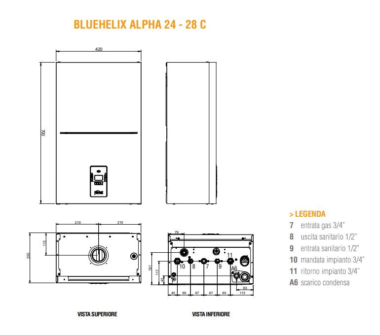 Caldaia a condensazione Ferroli 28 kw Bluehelix Alpha 28C
