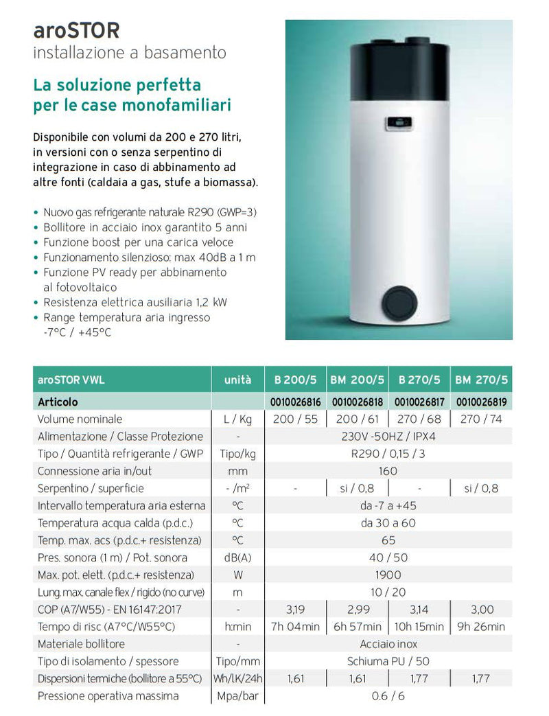 Scaldacqua in pompa di calore Vaillant aroSTOR