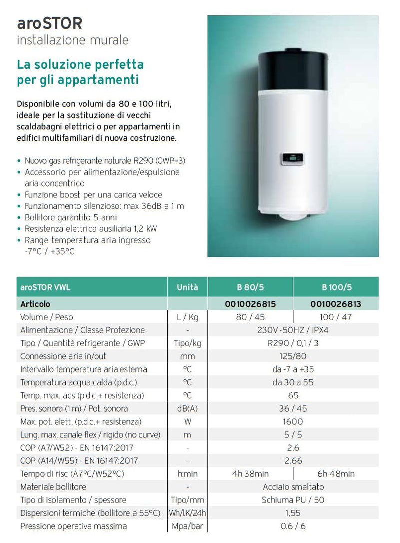Scaldacqua in pompa di calore Vaillant aroSTOR